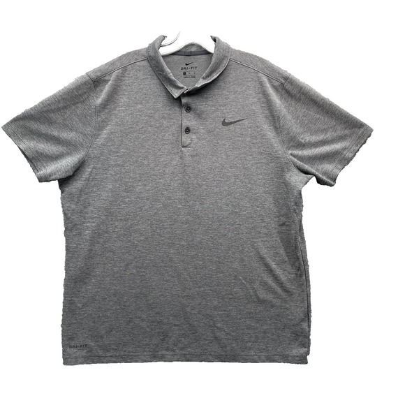 Nike Polo Shirt Men's XL Gray Dri Fit‎ Golf Preppy Performance Sportswear Travel - Picture 1 of 9